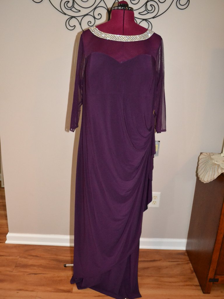 Alex Evenings New Eggplant Formal Illusion Embellished Neck Ruched Gown, 22w — image 3 of 8